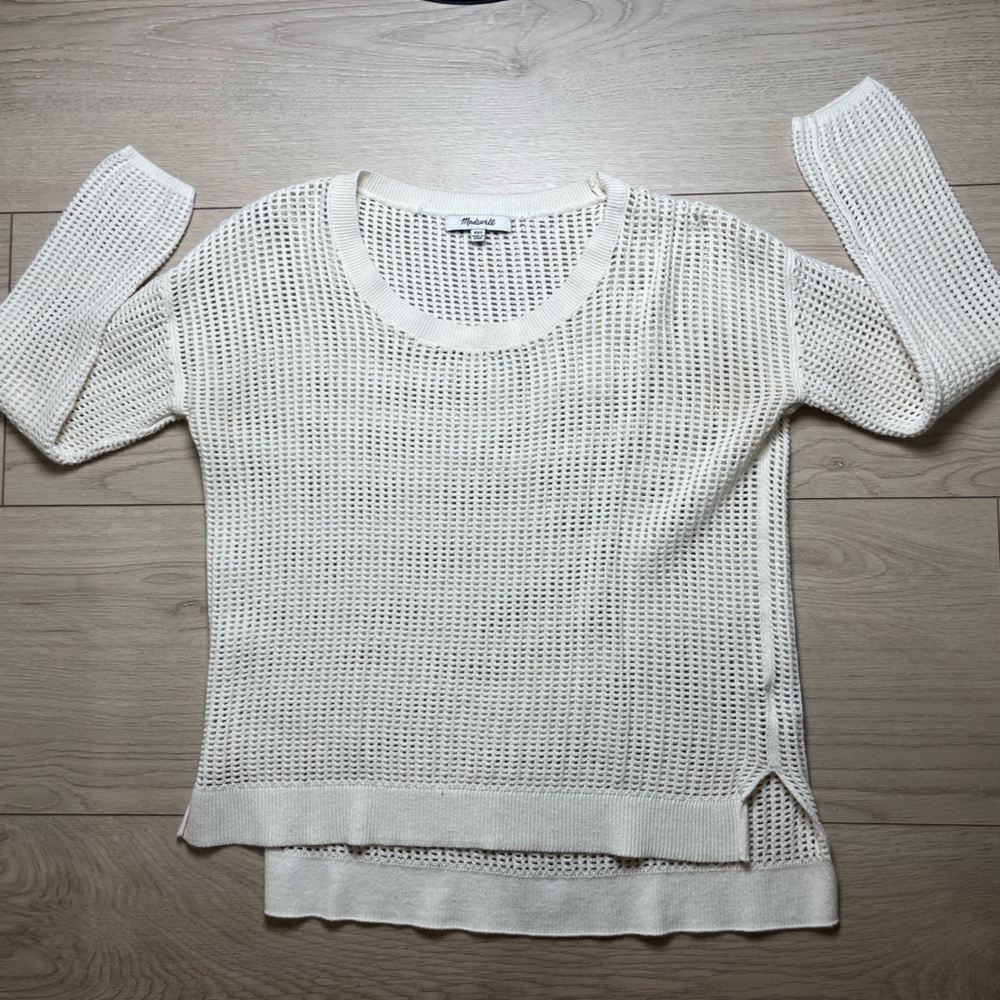Madewell Cream Open-Knit Long Sleeve Sweater Size XXS Women’s